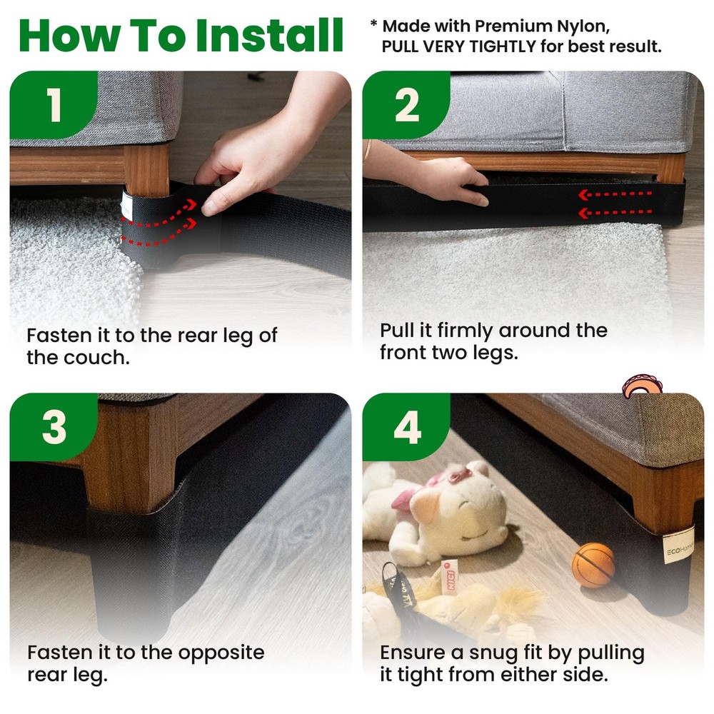 ECOHomes Under Couch Guards Toy Blocker - Elastic Strap Barrier for Under Sof...