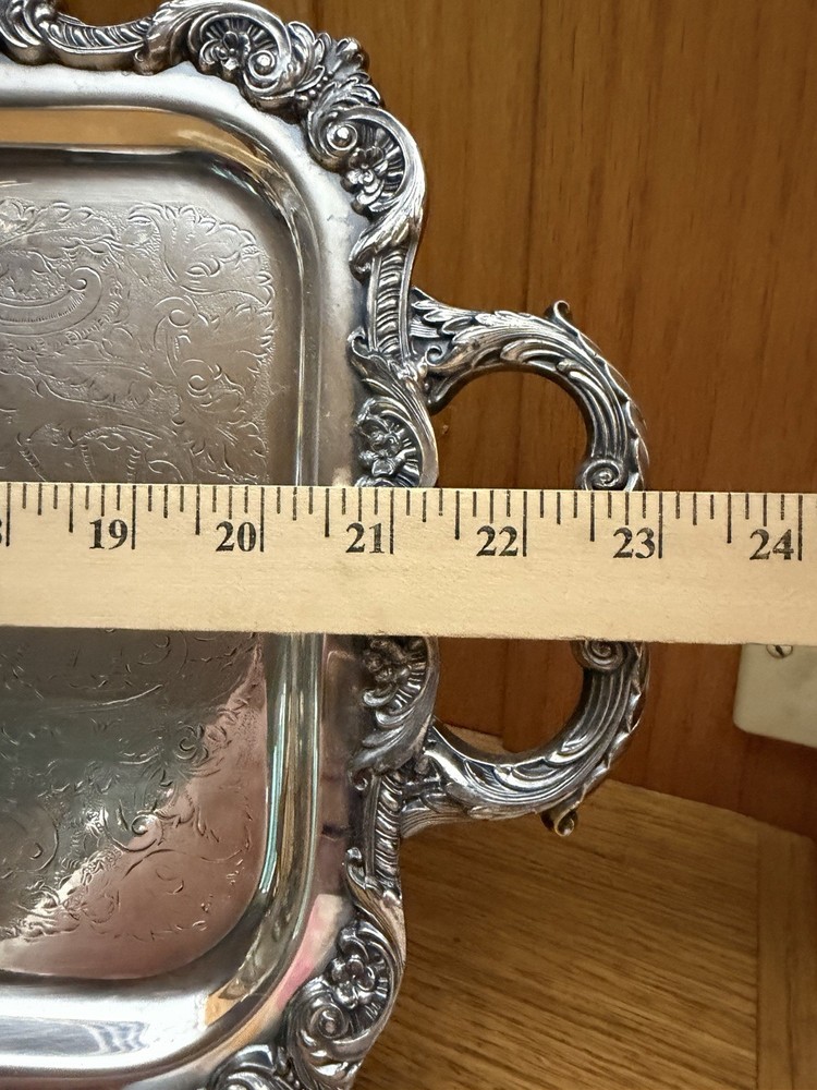 Poole Silverplate On Copper Old English Serving Footed Rectangular Tray 5031.