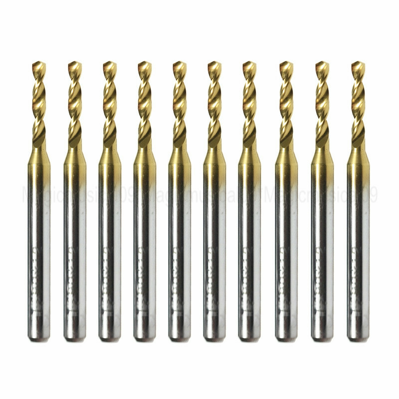 10pcs 1.9mm Titanium Nitride Coated Carbide PCB CNC Drill Bits Router