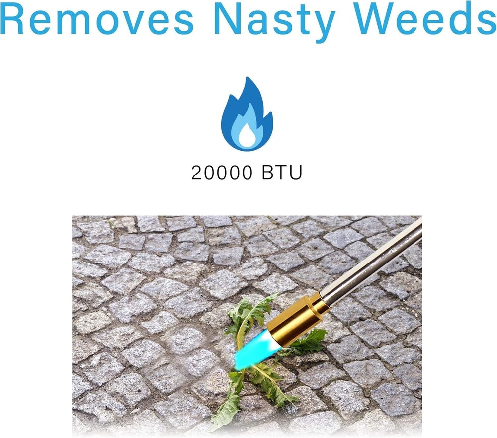 Self-Igniting Weed Burner Torch – 35” Long with Adjustable Flame Control
