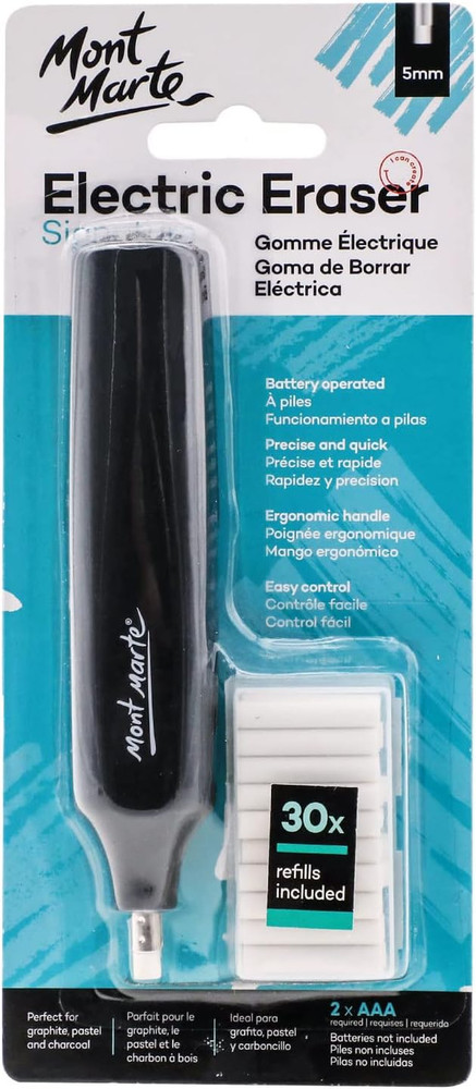 Mont Marte Electric Eraser, Includes 30 Eraser Refills. Suitable for Use