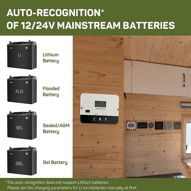 HQST 20A PWM Flush Mount Charge Controller w/ LCD Display