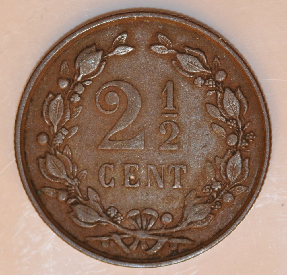 1886 Netherlands Two and One Half Cent
