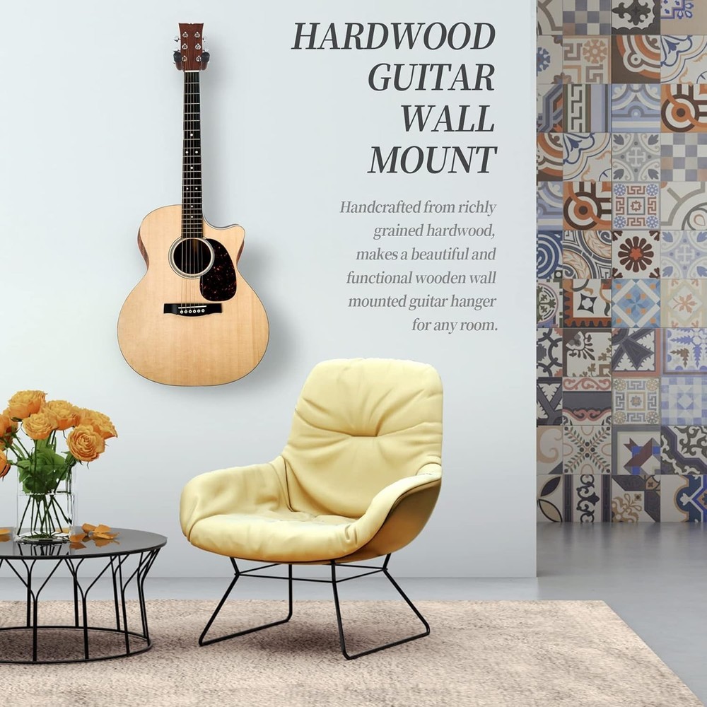 Multi-Functional Guitar Wall Mount - 2 Pack Elegant Hangers for All Instruments