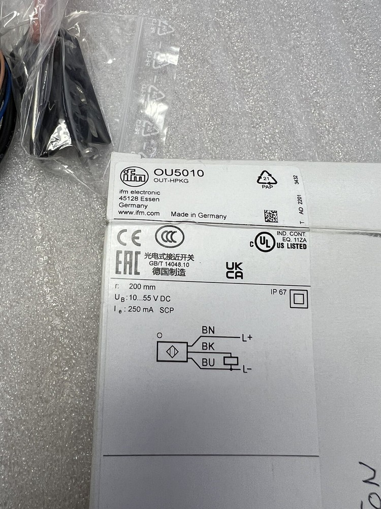 IFM OU5010 Diffuse Reflection Photoelectric Sensor 10-55VDC 250MA
