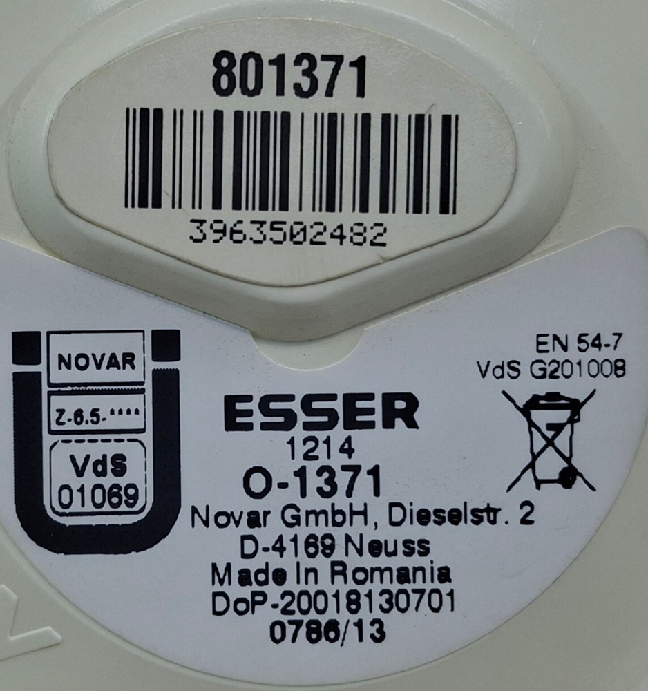 ESSER O-1371 Optical Smoke Detector Sensor ES 801371