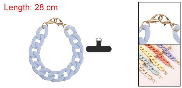 Phone Wrist Strap 11" Acrylic Cellphone Chain with Tether Tab Light Blue