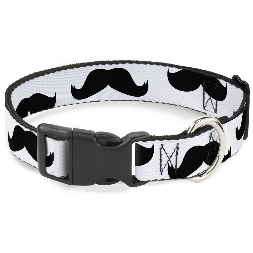 Plastic Clip Collar Mustaches White/Black Medium 11-16.5"