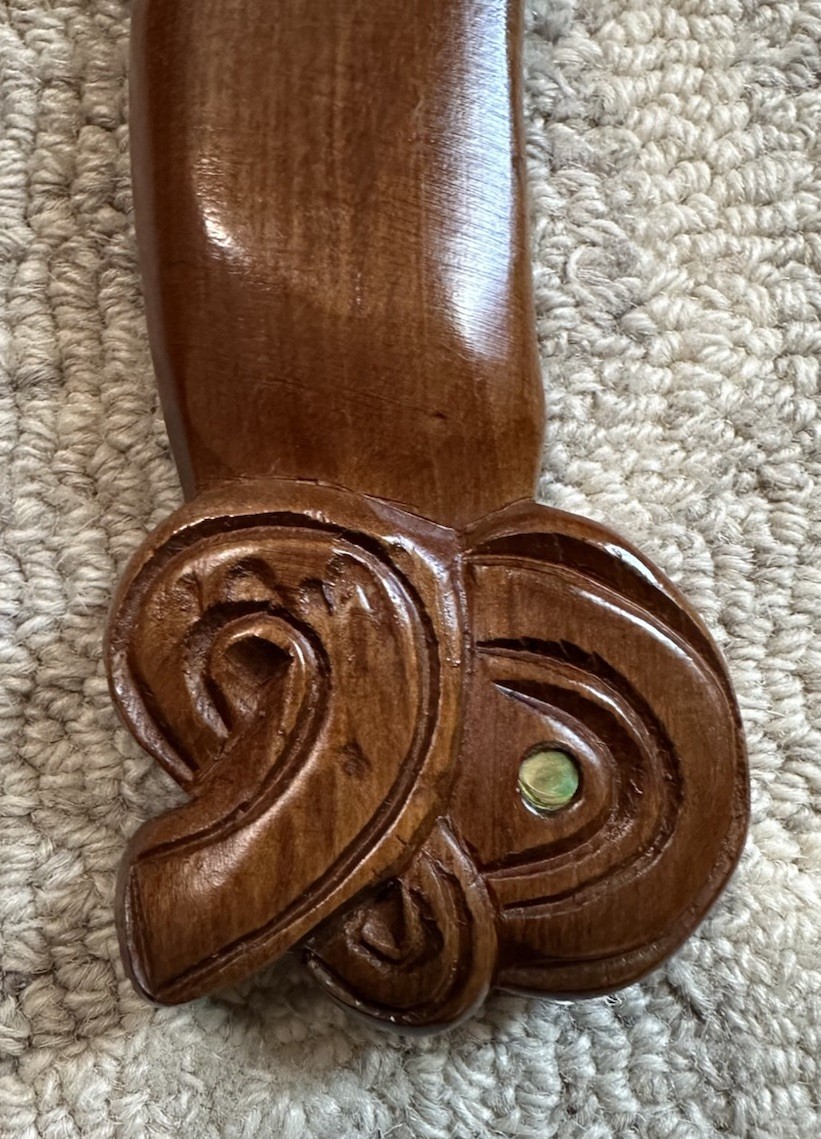 Wahaika Maori Patu New Zealand 15.5” & 27.75” Hand Carved Abalone Inlaid Weapons