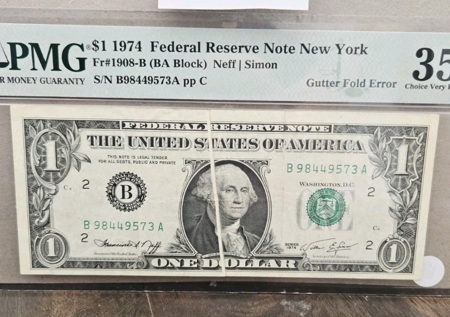 Gutter fold error U.S. Currency Error Note