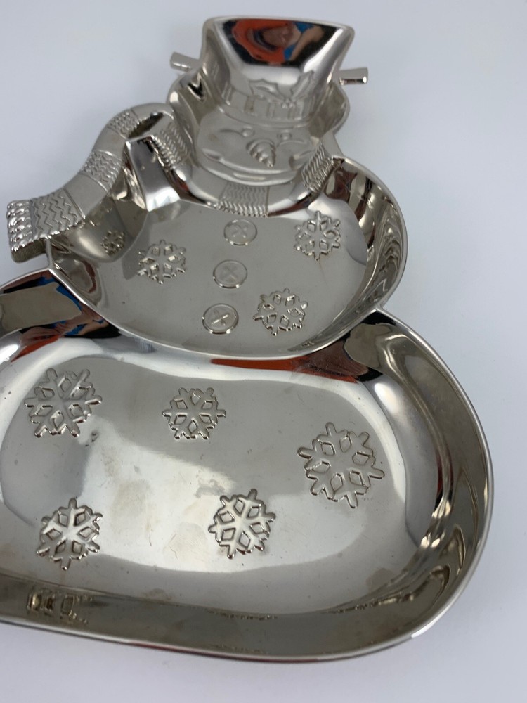 International Silver Co. Silverplate Snowman 15” Triple Divided Server Tray Dish