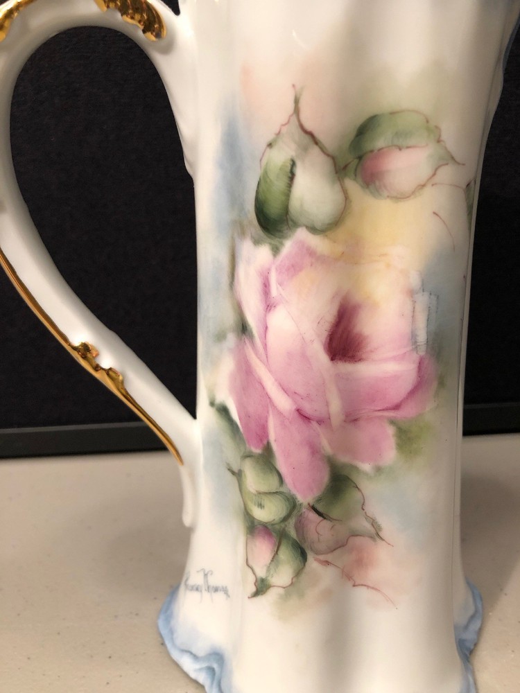 VINTAGE ROSEMARY THOMAS HAND PAINTED PITCHER