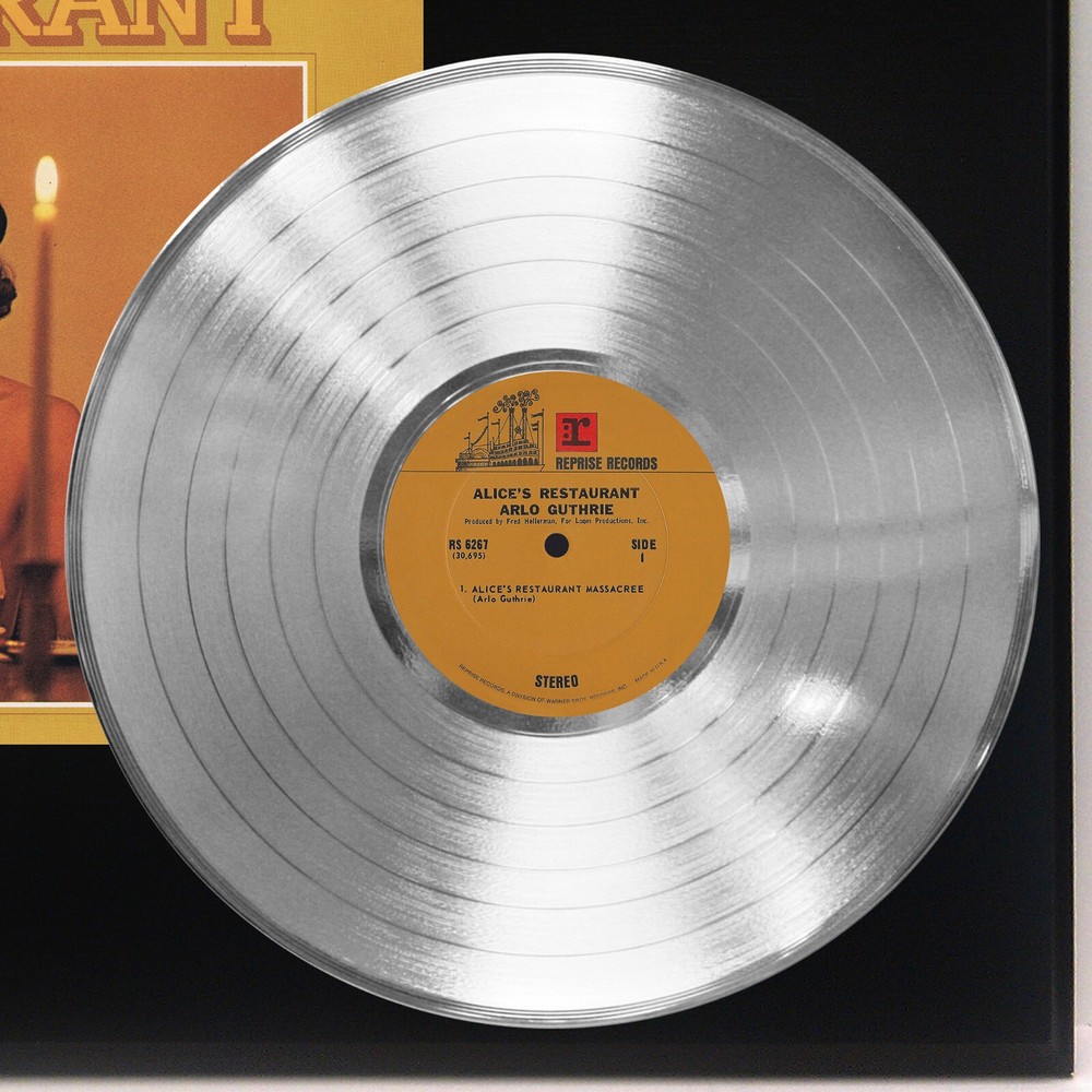 Arlo Guthrie - Alice's Restaurant Silver LP Record Plaque Display