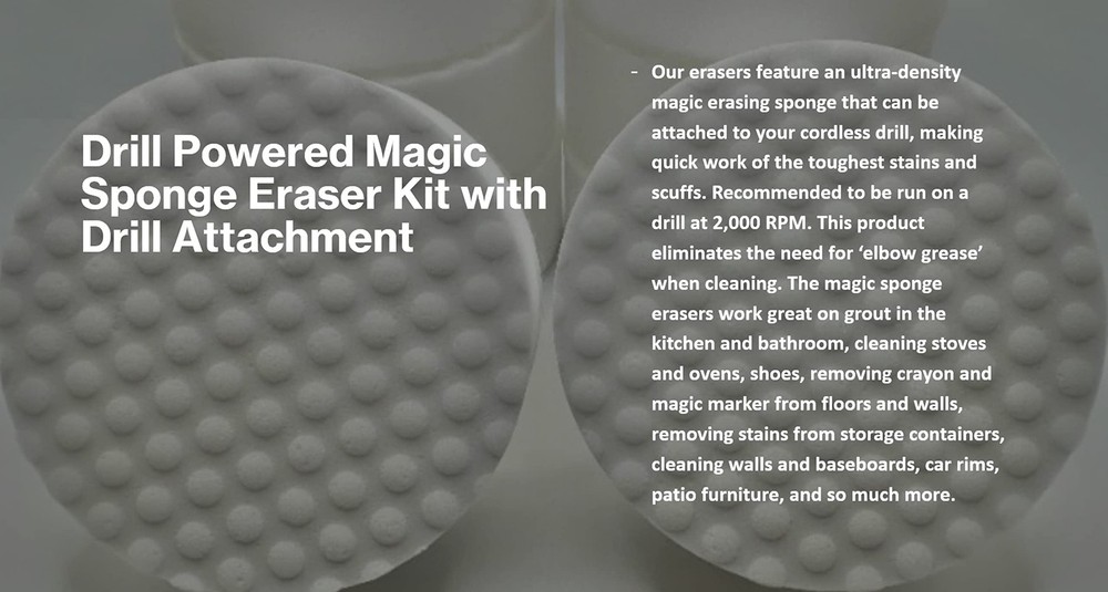 4.5” Drill Powered Magic 4.5" Sponge Eraser Kit, White