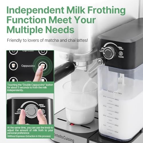 Espresso Machine 20 Bar, Touchscreen Espresso Maker with Automatic Milk Silver