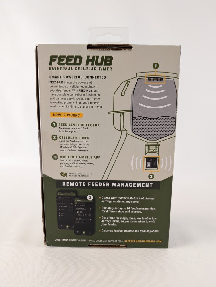 Moultrie Mobile Feed Hub Universal Cellular Timer Feed Level Detector New