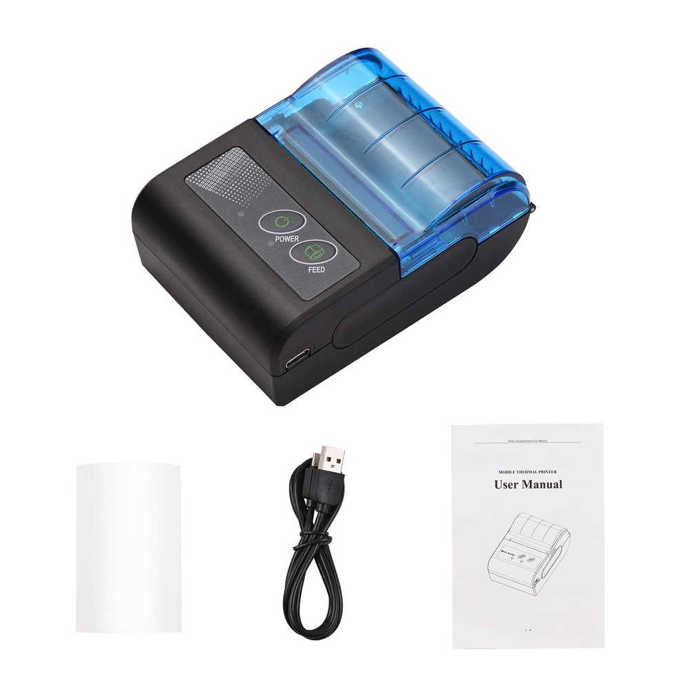 1-Bisofice Portable Mini USB & BT 58mm Thermal Receipt Printer & Paper Rolls