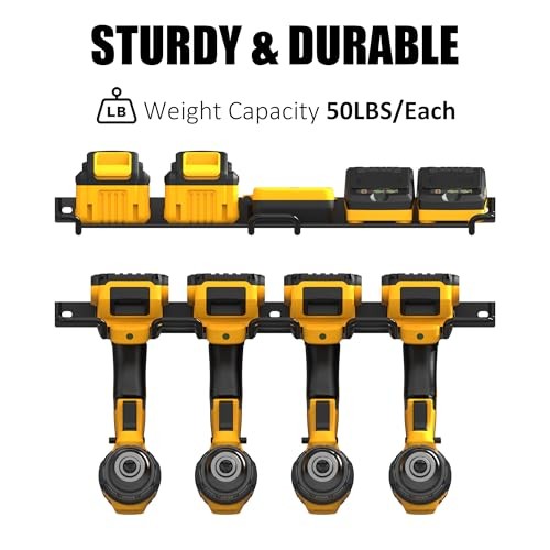 Wall Mounted Drill Rack & Tool Shelf, Power Power Tool Holder & Battery Shelf