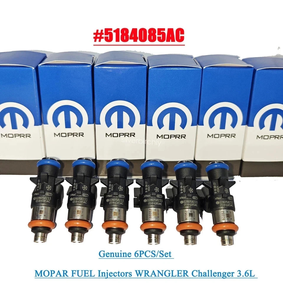 6Pcs OEM 5184085AC New Fuel Injectors for Wrangler Challenger RAM 3.6L Fast Ship
