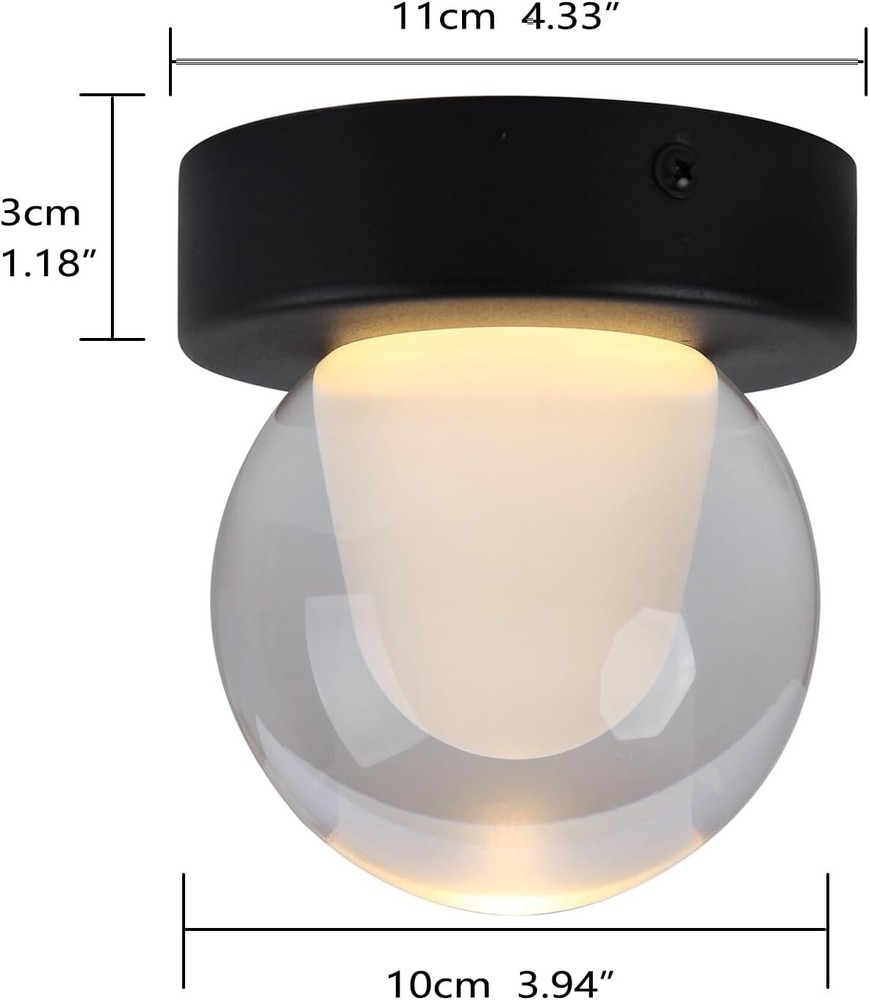 Mini Globe Semi Flush Mount Ceiling Light Fixture, Small Close to Black