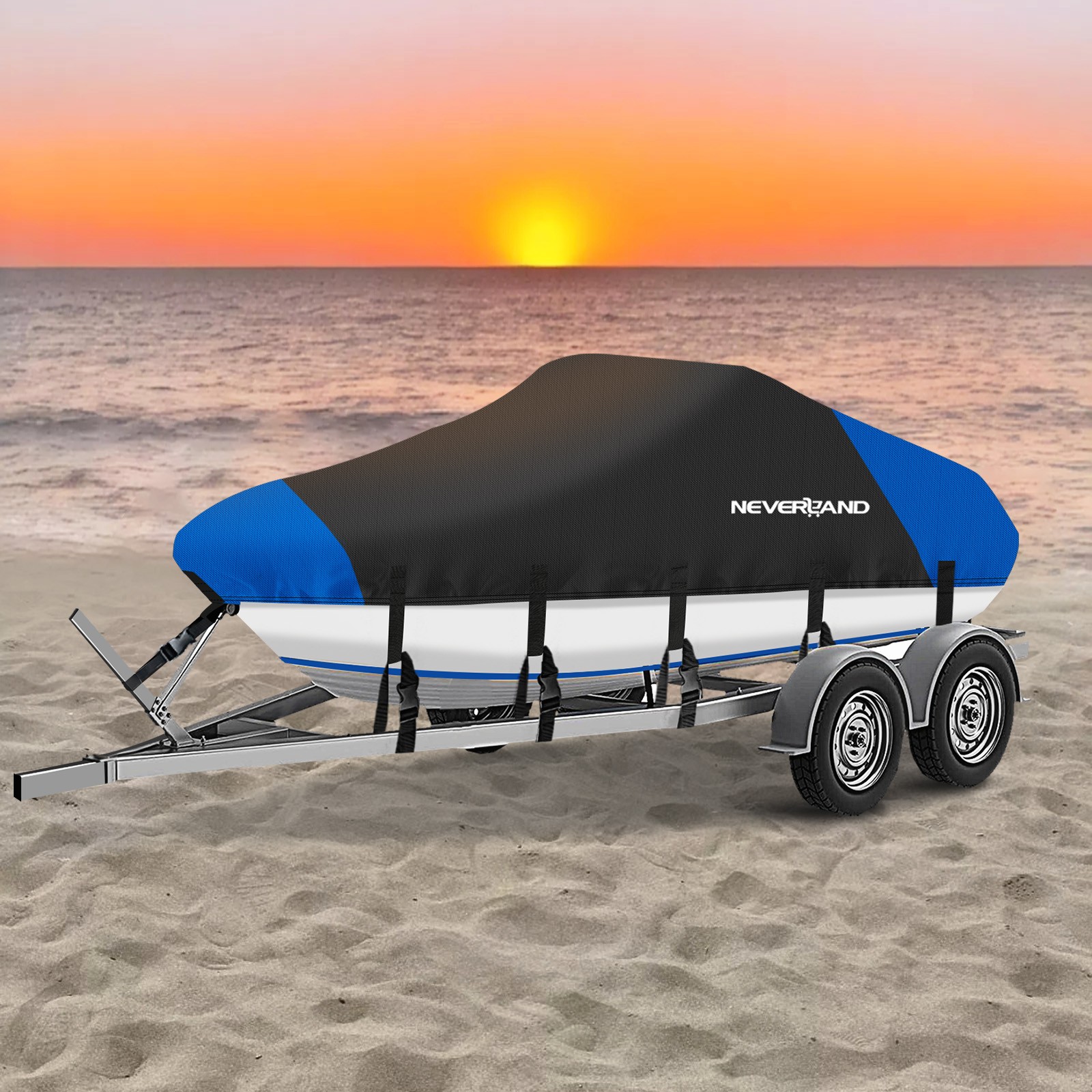 Heavy Duty Boat Cover Waterproof Fits V-Hull Fish&Ski Runabout 17' 18' 19' Foot