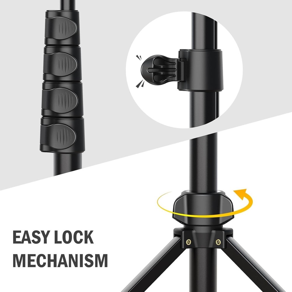 Lightweight 64” Tripod for Cell Phone & Camera – Adjustable Height & Easy Setup