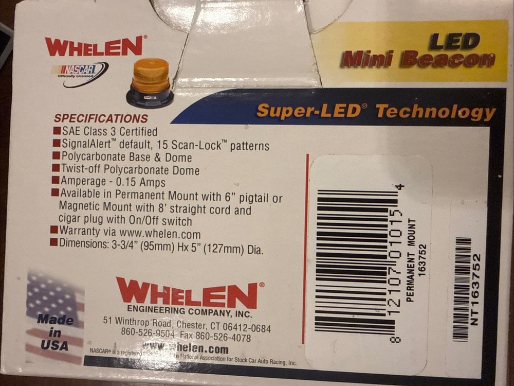 Whelen Beacon Light - Orange Permanent Mount