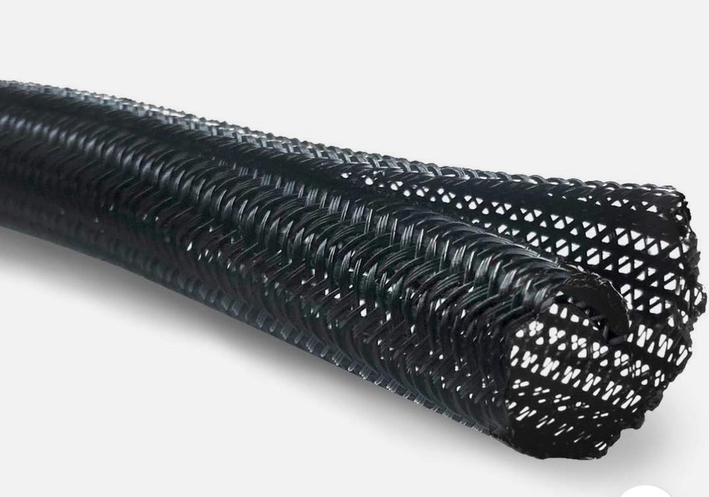 Techflex 1" Braided Cable Sleeving Wrap, Split tube , BLACK , 100’ Box.