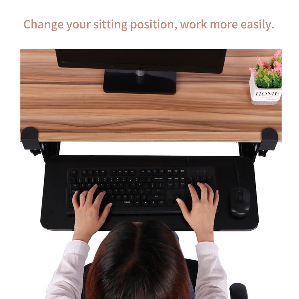 Clamp On Keyboard Tray Under Desk Pull Out Platform Height Adjustable L7C7