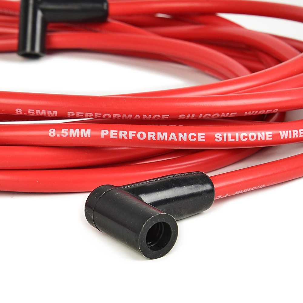 Universal Spark Plug Wire Set - 8.5mm Red High Performance - Compatible Black