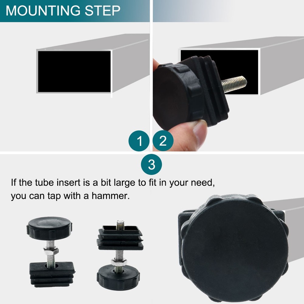 Leveling Feet 20 x 40mm Rectangle Insert Adjustable Leveler for Desk 2 Sets