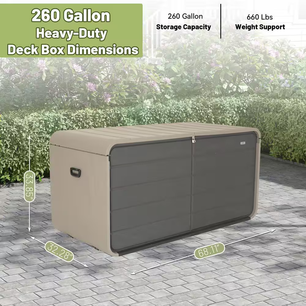 260 Gal. Plastic Outdoor Storage Deck Box