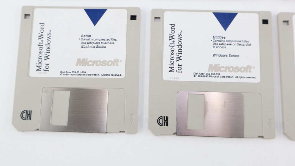 Microsoft Word for Windows, Paintbrush, Mouse Setup Disk Lot 3.5" Floppy 1990