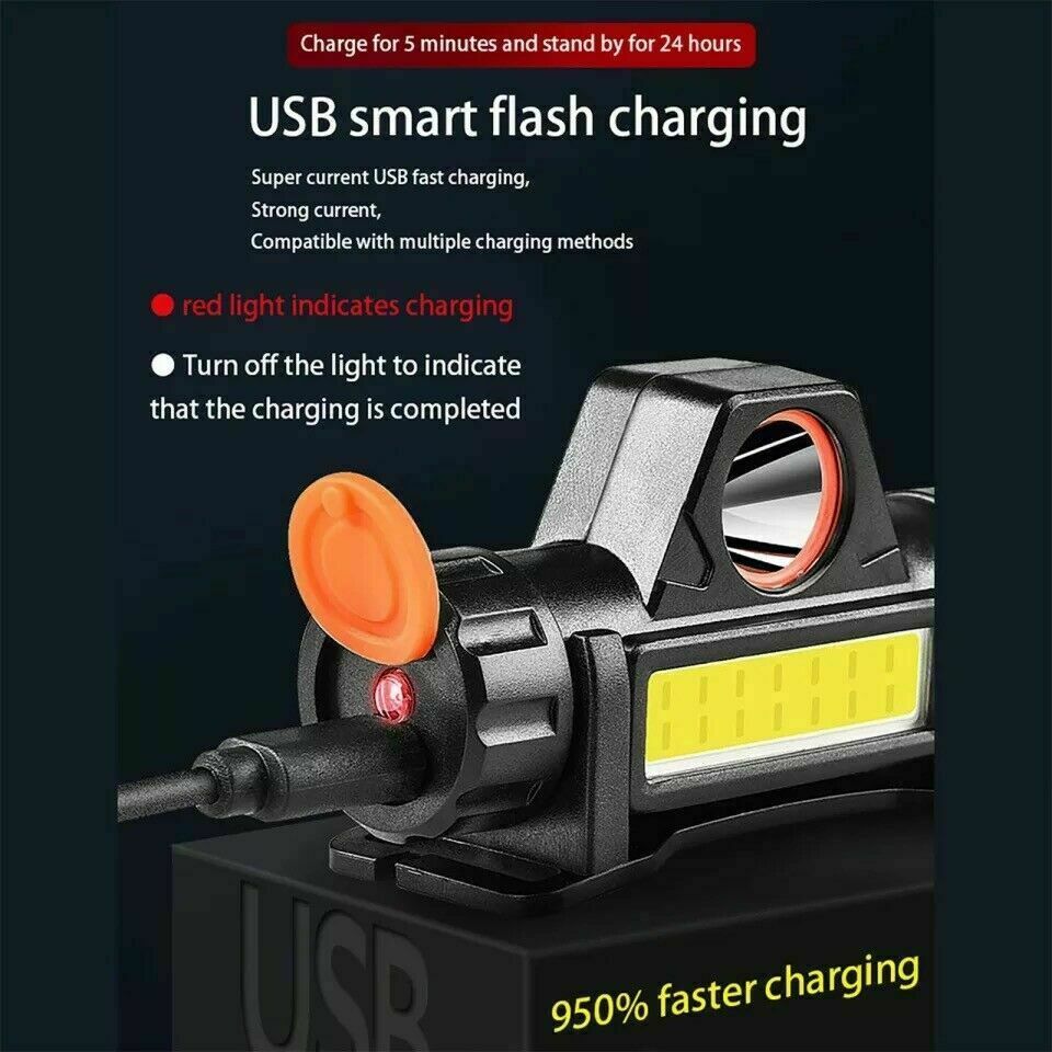LED Headlamp Headlight Flashlight USB Rechargeable Head Lamp Torch Waterproof US