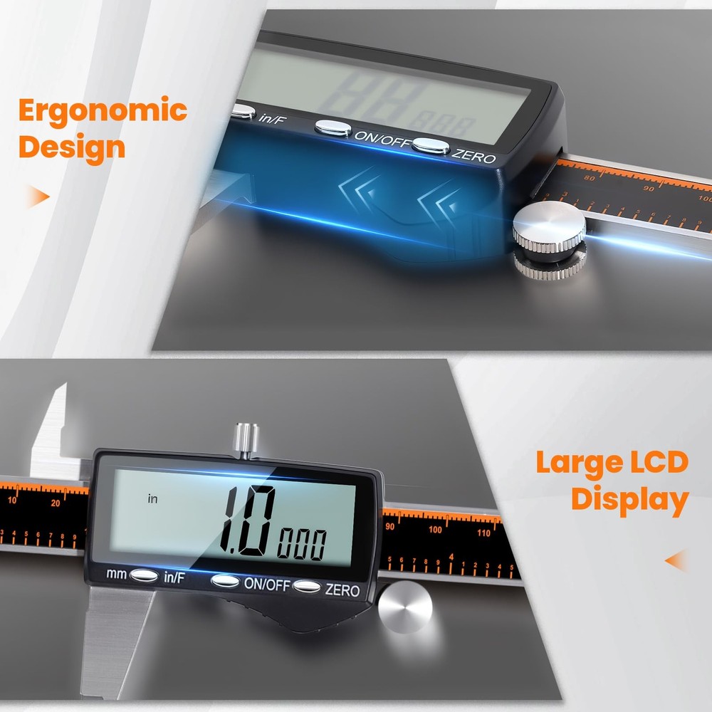 HARDELL Digital Caliper, Rechargeable Calipers with Large LCD Screen,...