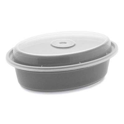 Pactive OC16B Microwavable Containers 16 Oz Oval Black/Clear