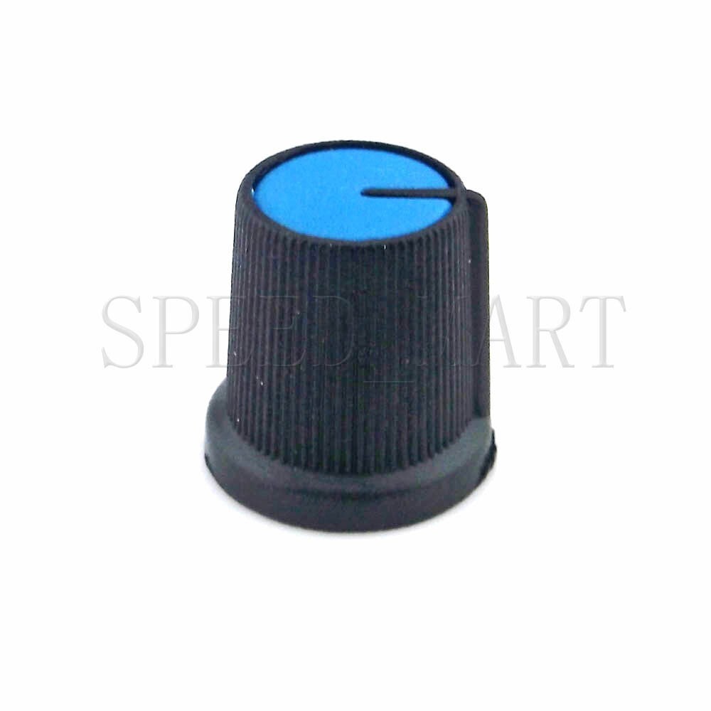 Black Knob Blue Face Rotary Switch Potentiometer Volume Pointer Hole 6mm
