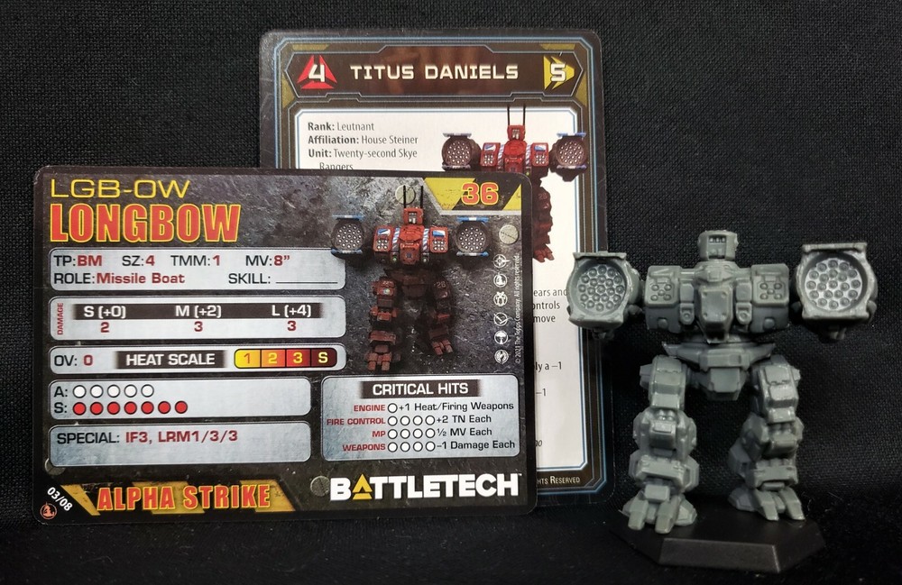 Battletech Longbow Assault Mech + Pilot Cards IS Kickstarter Fire Lance Phalanx