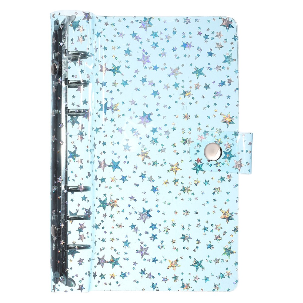 A6 Binder Cover, Stars Refillable Notebook Shell with Snap Button, Blue