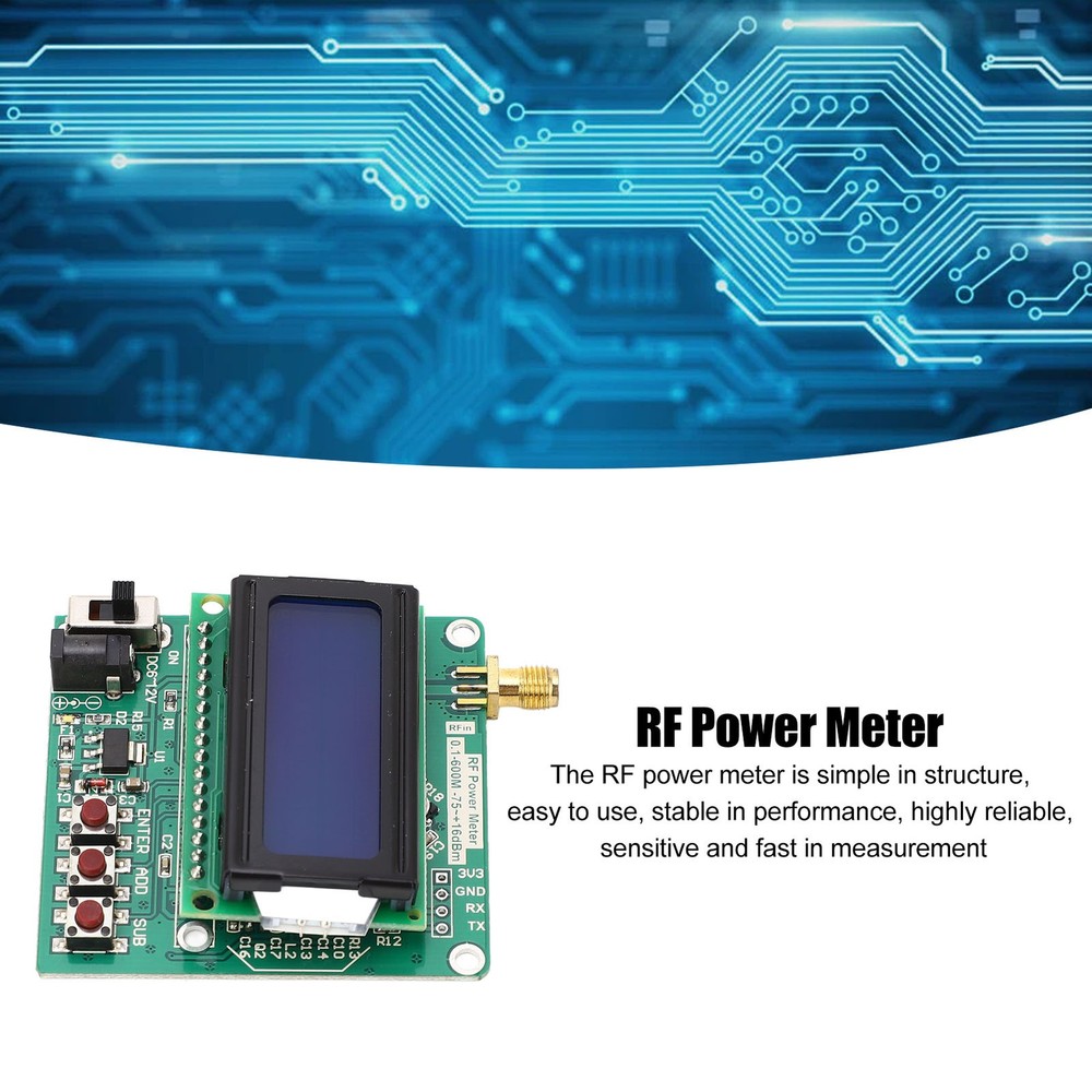 RF Power Meter Digital Display Settable Power Attenuation Logarithmic Detect