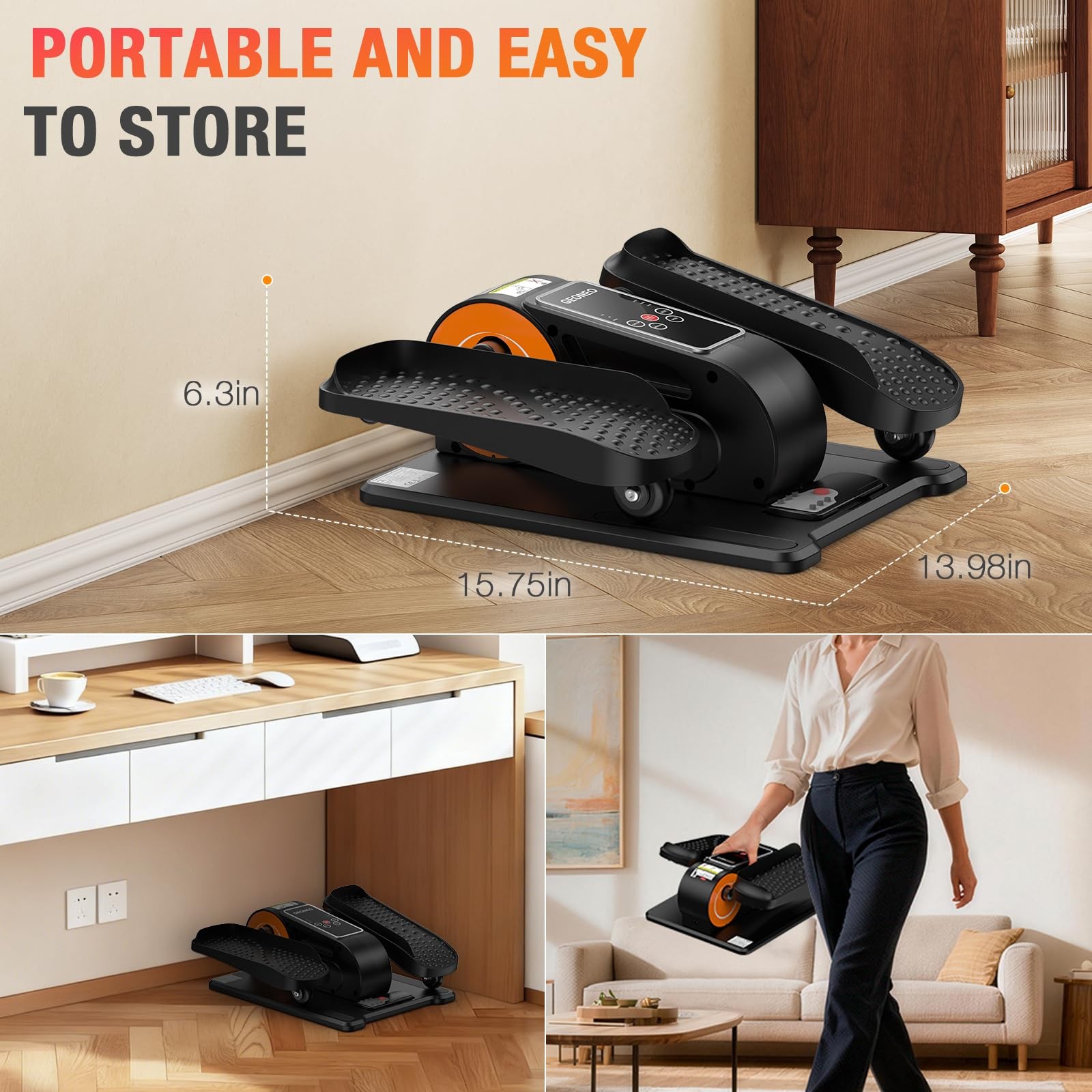 Under Desk Elliptical Machine, Electric Ellipse Leg Exerciser for Senior, Qui...