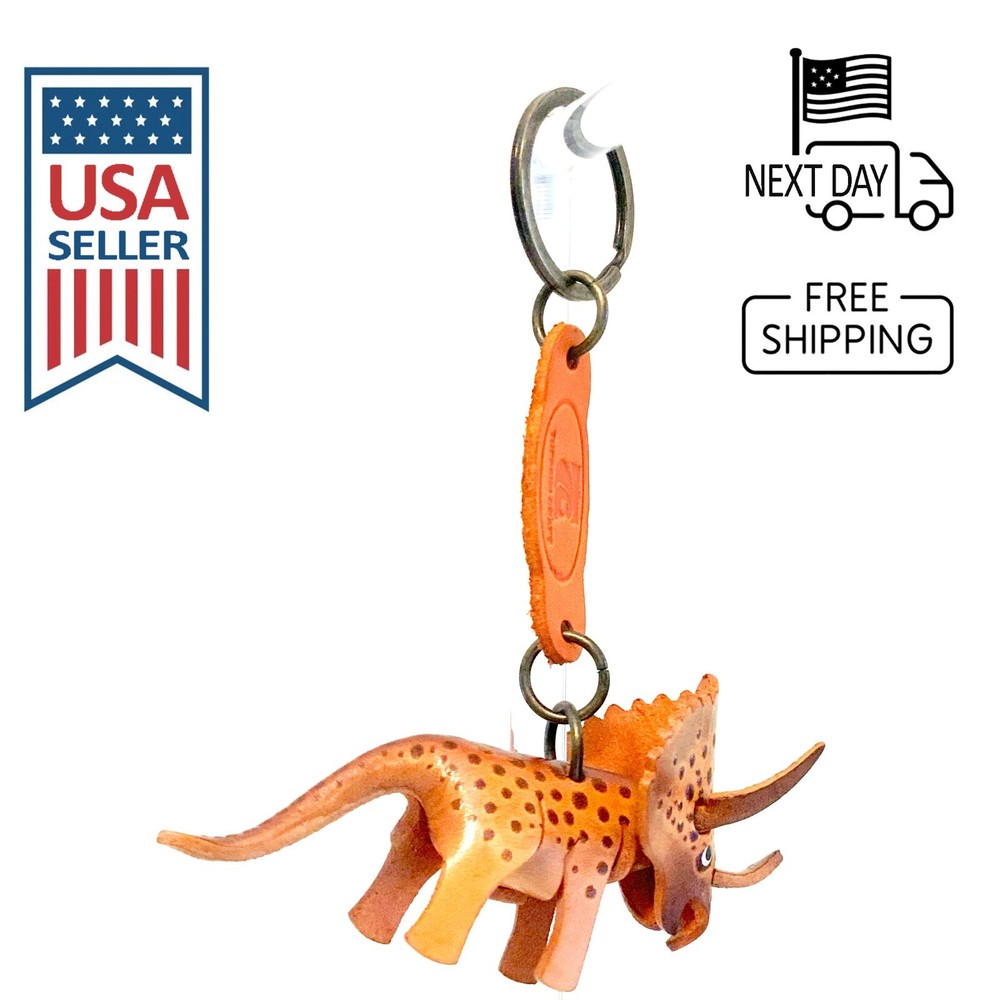 Triceratops Handmade Leather Keyring