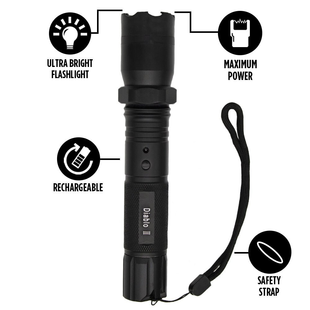 Stun Gun Diablo 2 with Flashlight | 320 Lumen and 3-Function Light