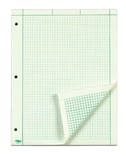 Engineering Computation Pad Glue Top Graph Rule On Back Green Tint Paper 8-1/2