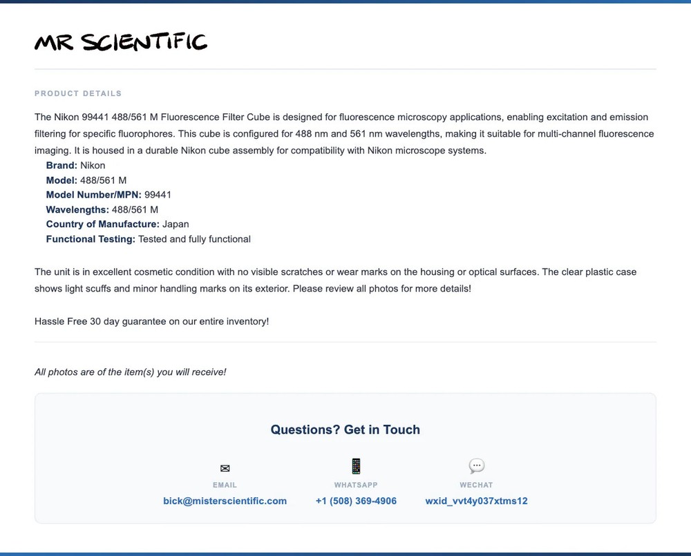 Nikon 488/561 M 99441 Microscope Filter Cube TE2000