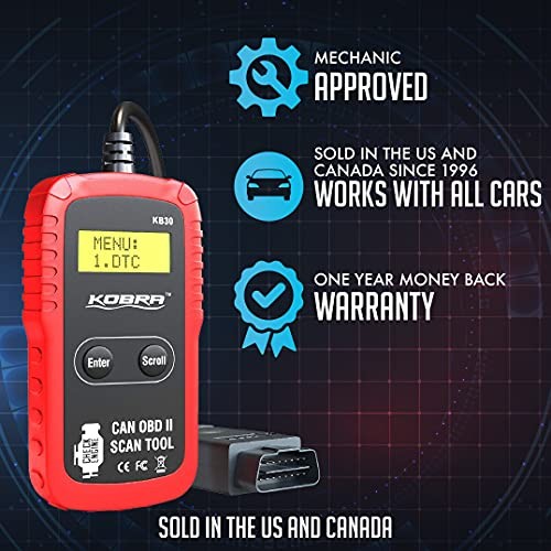 KOBRA OBD2 SCANNER CAR CODE READER - UNIVERSAL AUTO OBD CAR DIAGNOSTIC - RED