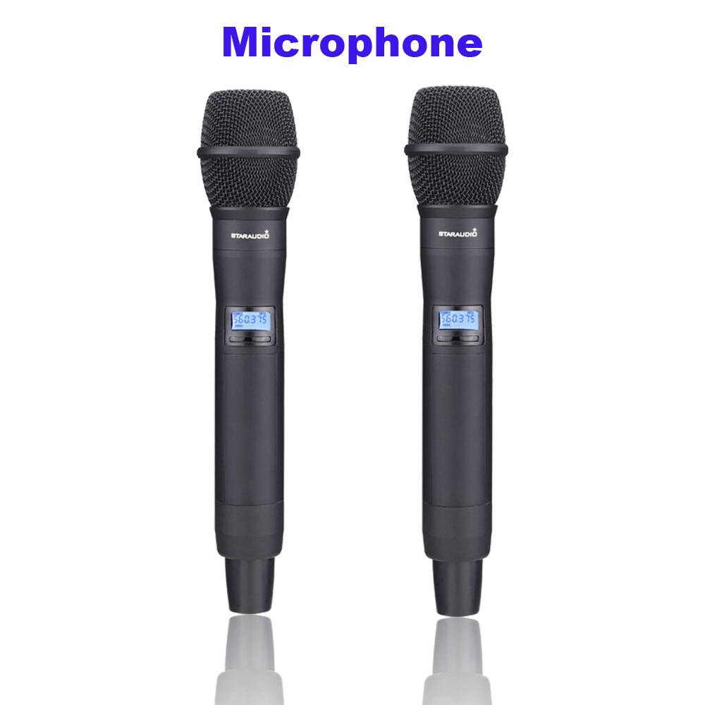 2CH UHF Handheld Microphone Reciver Wireless Microphone Stage Party Mic System