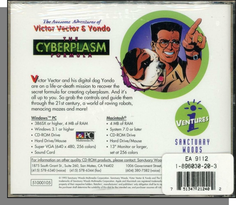 Victor Vector & Yondo: The Cyberplasm Formula - New 1993 CD-ROM, Windows & Mac!