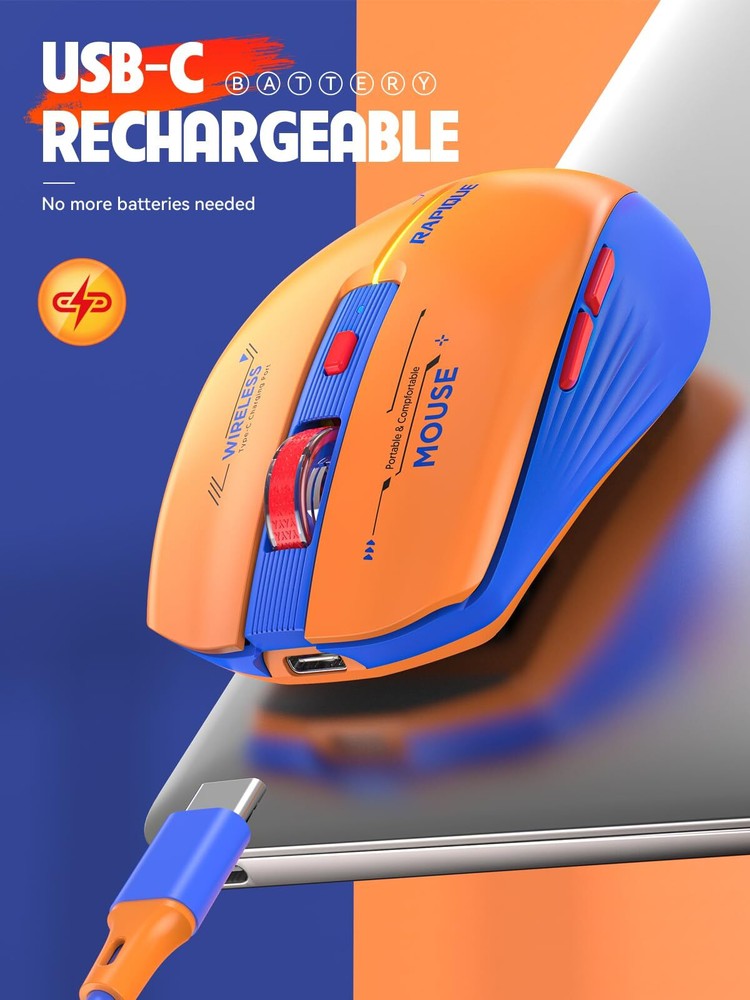 Bluetooth Wireless Mouse - BT1/BT2+USB Receiver Dual Mode Rechargeable Quiet ...