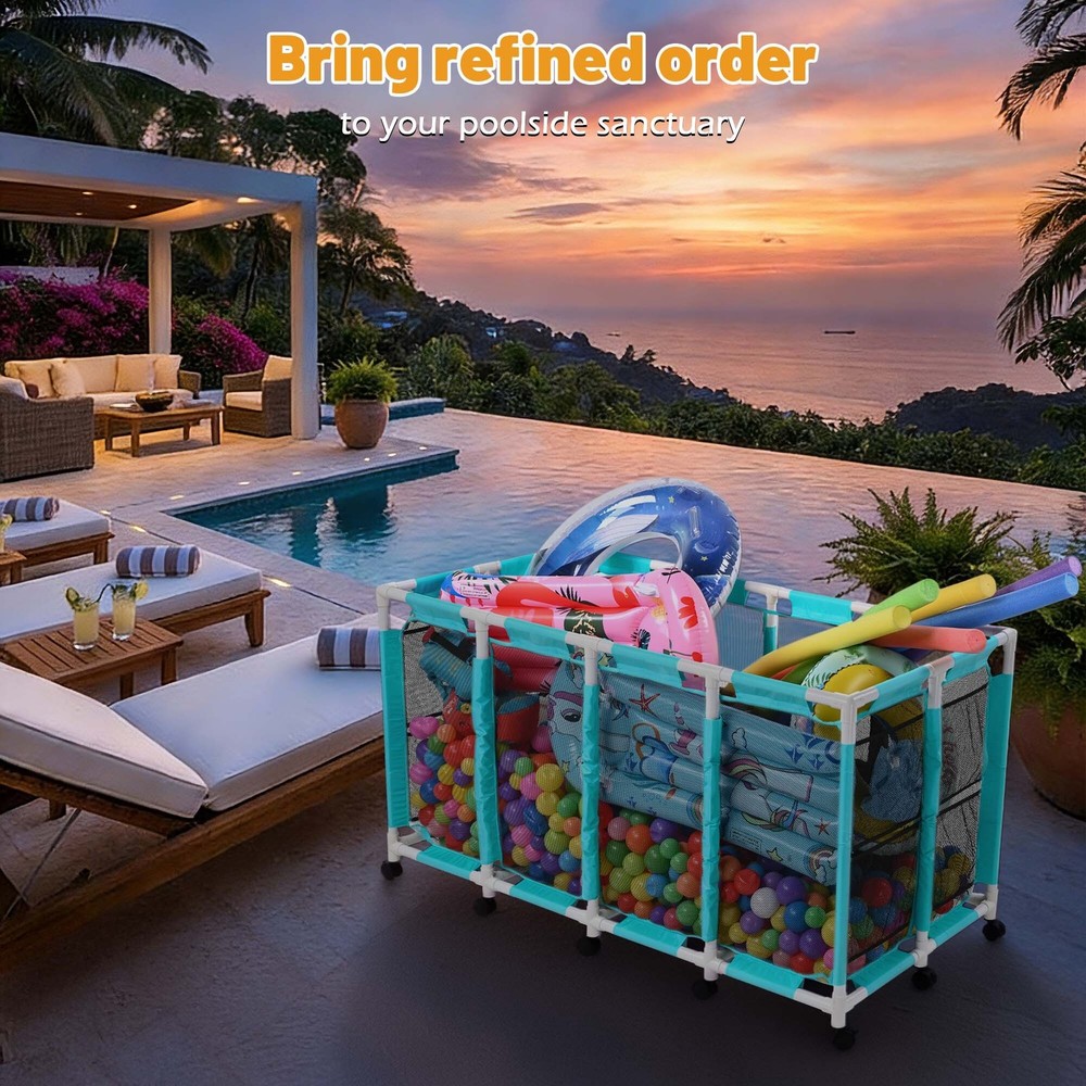 AplusChoice 274-gallon Mesh Pool Storage Bin Rolling Cart Replacement Mesh Cover
